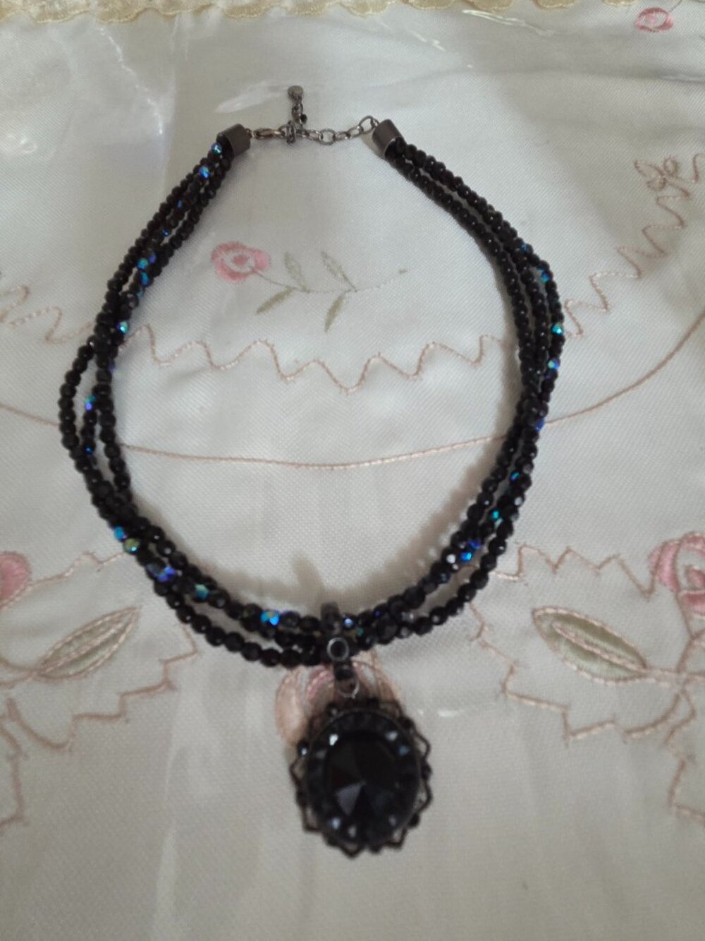 Robert Rose Black Crystal Necklace